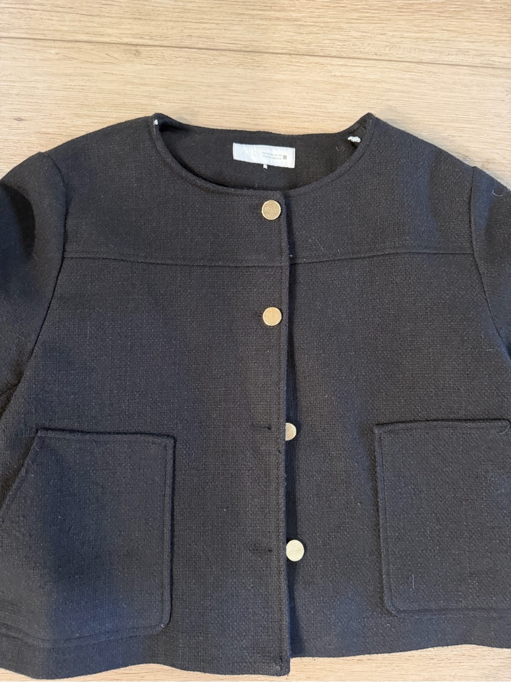 Zara | Wool Blend Boxy Jacket in Black